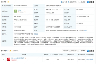 中公教育在京設立新公司，發力數字文化創意軟件賽道